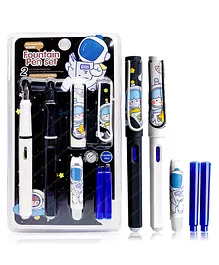 FunBlast Fountain Pen Set with Erasable Cover 2 Pens with 2 Riffils - Black