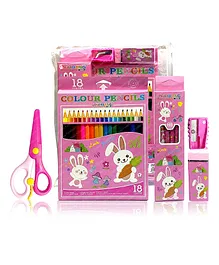 FunBlast Cartoon Themed Stationery Kit for Kids  Pink