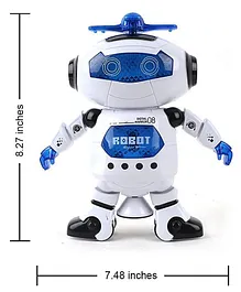 Planet of Toys 360 Rotation Dancing Robot with Music & 3D Lights and Electric Smart Space Walking Musical Dancing Toy - Blue