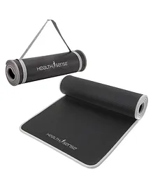 HealthSense Yoga Mat with Carry Rope TPE Material YM 601 - Black