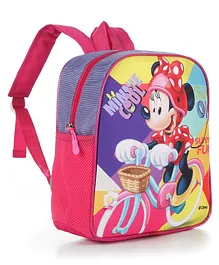 Minnie Mouse School Bag Pink & Blue - Height 11 Inches (Color and Print May Vary)