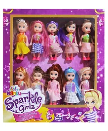 Yunicorn Max Manku Sparkle  Beautiful Dolls Set Pack 10 - Height 33 cm(Colour may vary)