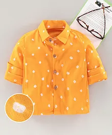 JAV Creations Full Sleeves All Over Bandhej Motif Designed Shirt - Yellow