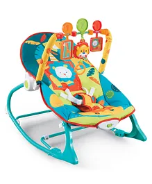 Baybee Rocker cum Bouncer Chair with Soothing Vibrations & Multi Position Recline with Safety Belt Removable Baby Toys & Music - Green