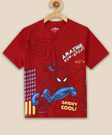 Kidsville Half Sleeves Marvel Avengers Spider Man Featured Printed Tee - Red