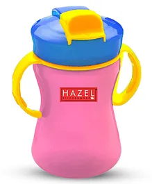 HAZEL Plastic Sipper Water Bottle With Smart Lock for Kids Pink -  350 ML