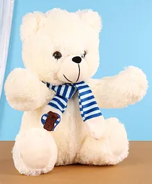Chun Mun Teddy Bear Soft Toy With Scarf White- Height 30 cm