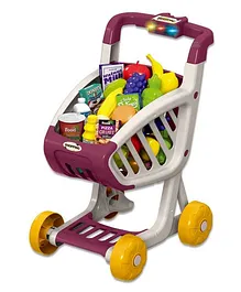 Happy Hues Shopping Cart Trolley Toy Pretend Play - Maroon & Grey