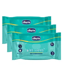 Chicco Soft & Moisturizing Wet Wipes Pack of 3 - 72 each