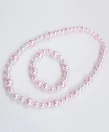 Milyra Pearls Beaded Necklace & Bracelet Set - Light Pink