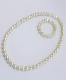 Milyra Pearls Beaded Necklace & Bracelet Set - Off White