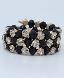 Milyra Spiral Crystals & Beaded Bracelet Cum Kada - Black