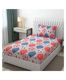 Filymore Floral Printed Single Bedsheet With 1 Pillow Cover - Cream