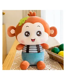 DPARANI Monkey with Leaf Stuffed Plush Soft Toy Blue - Height 35 cm