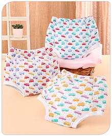 Babyhug 100% Cotton Padded Underwear Diapers Pack of 3 Size 2 Transport Print - Multicolour