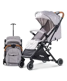Baybee Infant Baby Pram Stroller with Metal Frame 3 Position Adjustable Seat Canopy Bassinet & Large Wheels - Grey