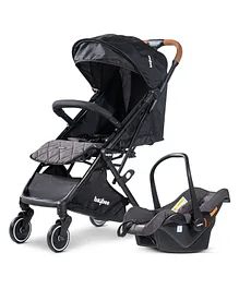 Baybee Convertible Infant Baby Pram Stroller with Car Seat Combo Metal Frame Bassinet 3 Position Adjustable Seat & Canopy - Black