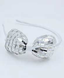 Pihoo Sequinned Bow Detail Hair Band - Silver
