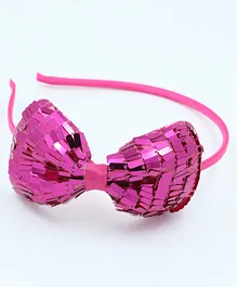 Pihoo Sequinned Bow Detail Hair Band - Dark Pink