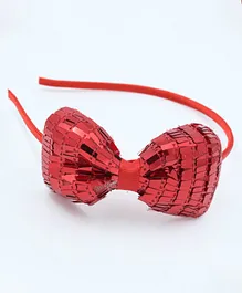 Pihoo Sequinned Bow Detail Hair Band - Red