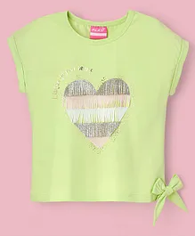 Little Kangaroos 100% Cotton Short Sleeves Text Print - Green