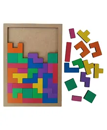GYANOTOY Wooden Tetris Jigsaw Puzzle - 40 Pieces