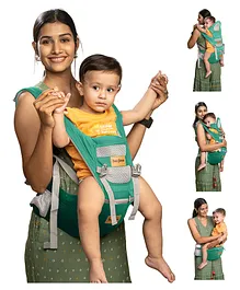 Baybee 9 in 1 Ergo+ Hip Seat Baby Carrier with 9 Carry Positions Baby Carrier Cum Kangaroo Bag with Safety Belt - Green
