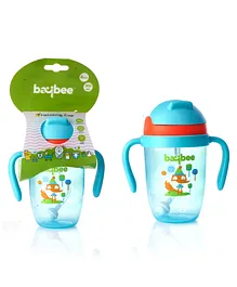 Baybee Baby Feeding Sipper Bottle with Anti Spill Sippy Cup with Soft Silicone Straw & Non Toxic Feeding Bottle for Baby Green- 300 ml