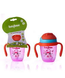 Baybee Baby Feeding Sipper Bottle with Anti Spill Sippy Cup with Soft Silicone Straw & Non Toxic Feeding Bottle for Baby Pink - 240 ml