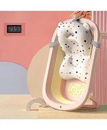 Babyhug Foldable Bathtub with Cushion and Inbuilt Thermometer - Pink