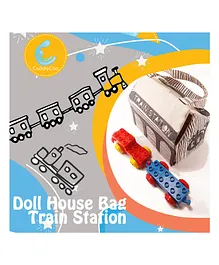 CuddlyCoo Train Station Theme Fabric Doll House - Grey