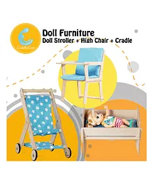 CuddlyCoo Doll Furniture Set Star Print - Blue