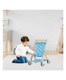 CuddlyCoo Wooden Doll Stroller - Blue