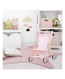 CuddlyCoo Wooden Doll Stroller - Pink