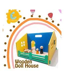 CuddlyCoo Wooden DIY Doll House - Multicolour