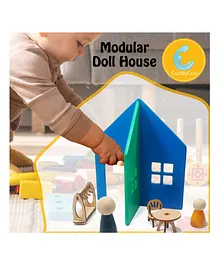 CuddlyCoo Modular Wooden Doll House Small - Multicolour