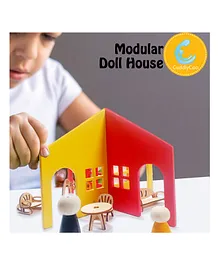 CuddlyCoo Modular Wooden Doll House Medium - Multicolour