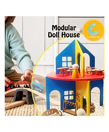 CuddlyCoo Modular Wooden Doll House Large - Multicolour