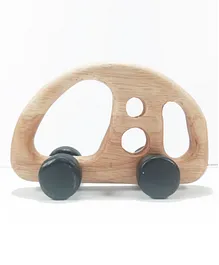 CuddlyCoo Wooden Push Pull Car Toy - Brown & Black