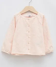 LC Waikiki Full Puffed Sleeves Floral  Embroidered Shirt Top - Pale Pink