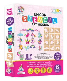 Ratnas Wooden Unicorn Stencil Art Multicolour- 44 Pieces