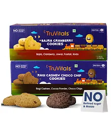 TruVitals Ragi Cashew Choco Chip Cookies & Bajra Cranberry Cookies (Combo)