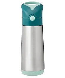b.box Insulated Straw Sipper Drink Water Bottle Emerald Forest Green - 500 ml