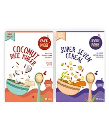 EverMaa Coconut Rice Kheer and Super Seven Cereal Boxes Pack of 2 - 200 g Each
