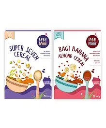 Ever Maa Ragi Banana Almond and Super Seven Cereal Boxes Pack of 2 - 200 g each