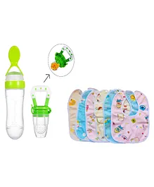 TINY TYCOONZ New Born Feeding Starter kit with 6 Cotton Waterproof Bibs