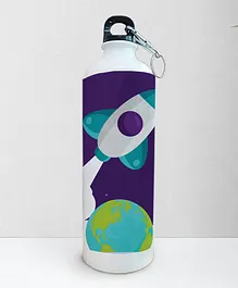 Right Gifting Digital Printed Aluminium Sipper Water Bottle With Metal Locking System Dark Blue- 750 Ml