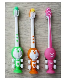 Yunicorn Max Doraemon Toothbrush with Super Soft Bristles - Pack of 3 (Colour may vary)