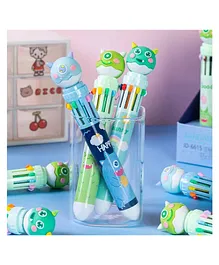 Elecart 3 Pcs Cute Little Monster Stylish 10 In 1 Color Pen Retractable Ballpoint Pen Kids - Multicolor