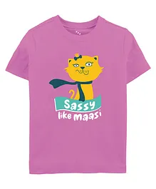 Zeezeezoo Half Sleeves Sassy Like Maasi Printed Tee - Pink